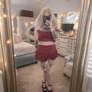 Rewind Red Boho Ruffle Two-Piece Set – Size XL